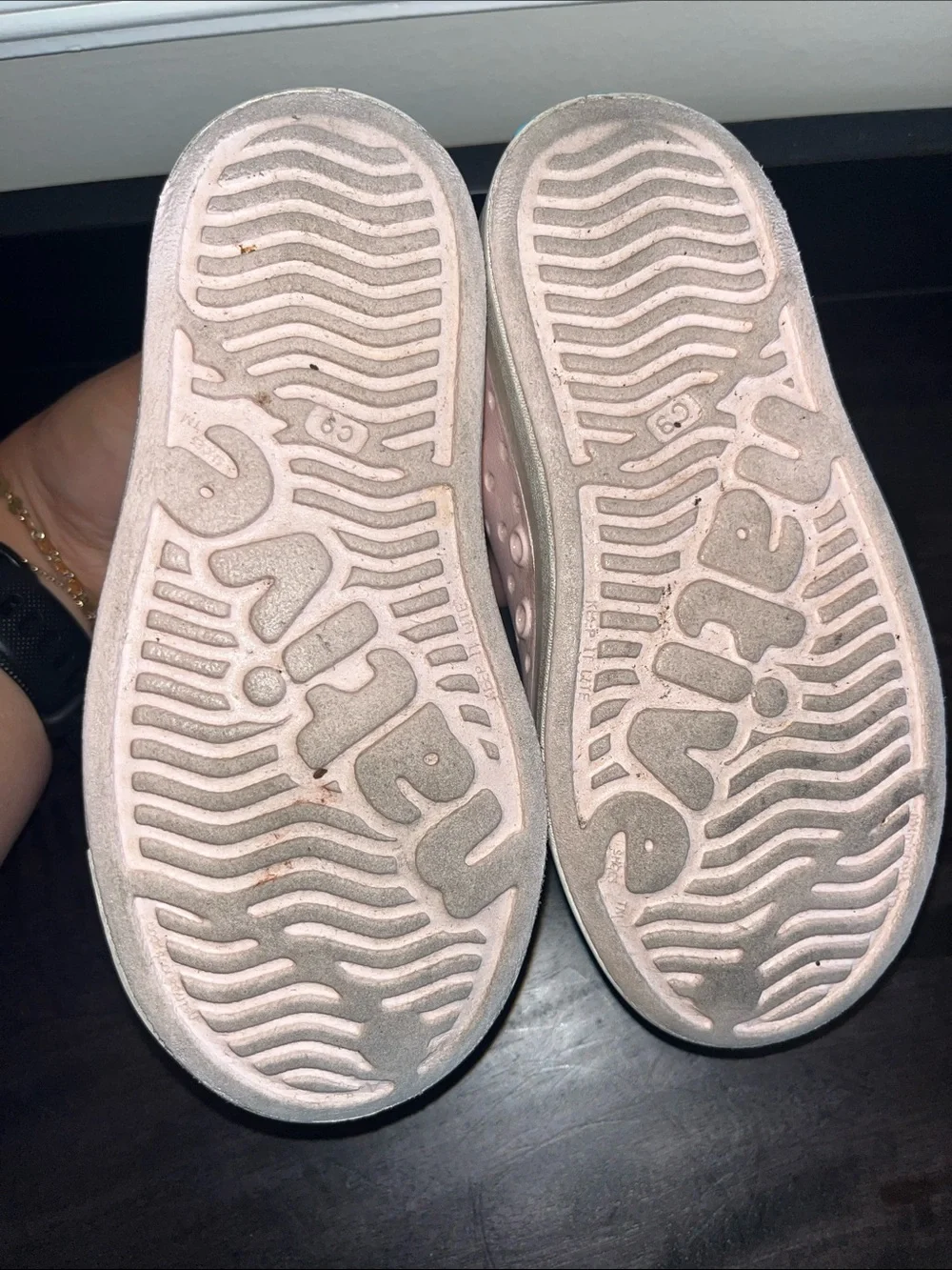 Native Slip-On Jefferson Shoes in Blush Pink and Cream